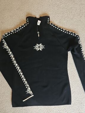 Dale of Norway Black Crewneck Sweater with White Nordic Detail